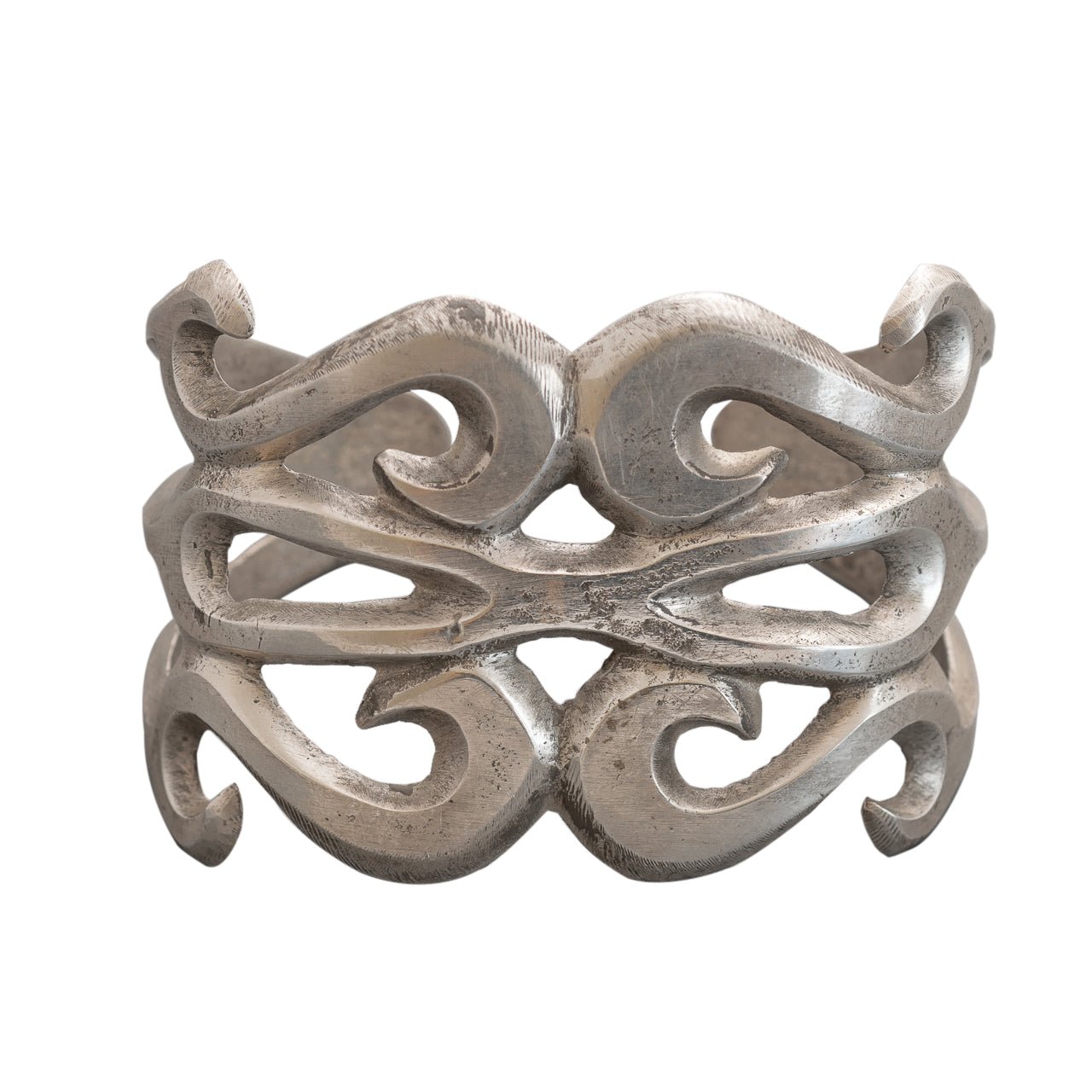 Vintage Navajo Silver Sand Cast Cuff Bracelet - Turquoise & Tufa