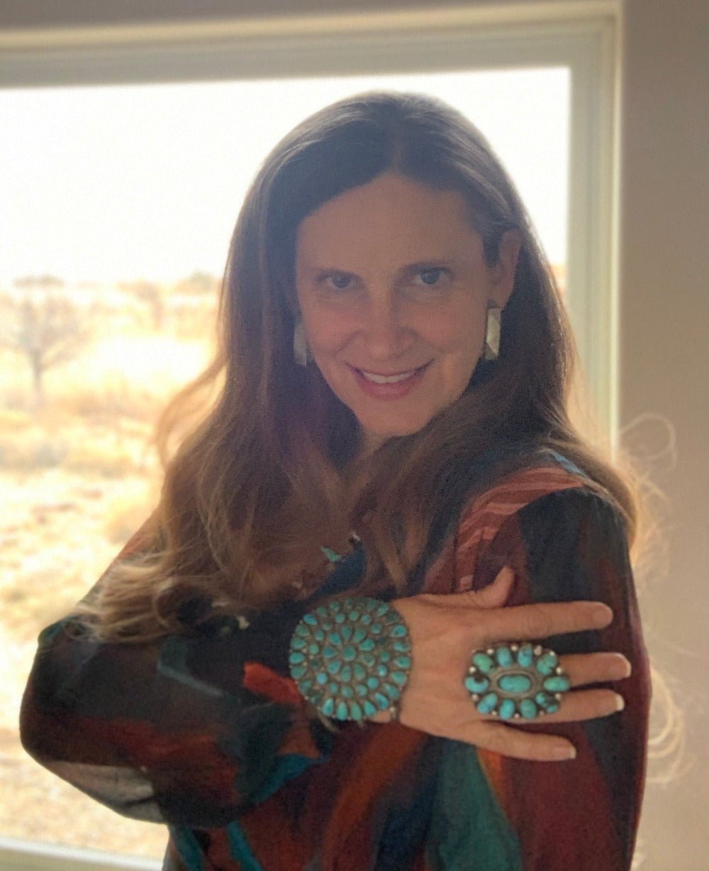 Vintage Navajo Turquoise Cluster Bracelet - Turquoise & Tufa