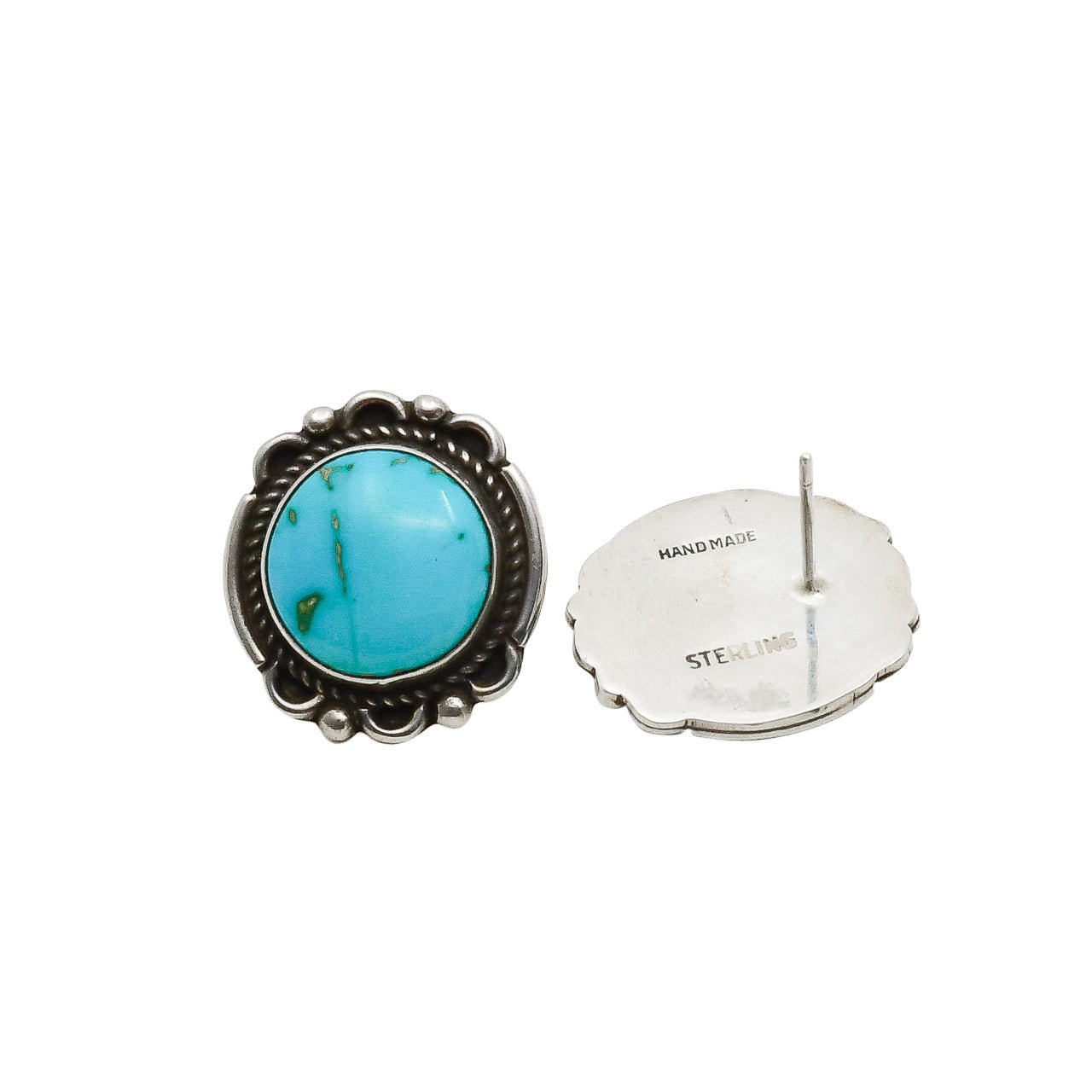 Vintage Navajo Turquoise Earrings Circa 1950 - Turquoise & Tufa