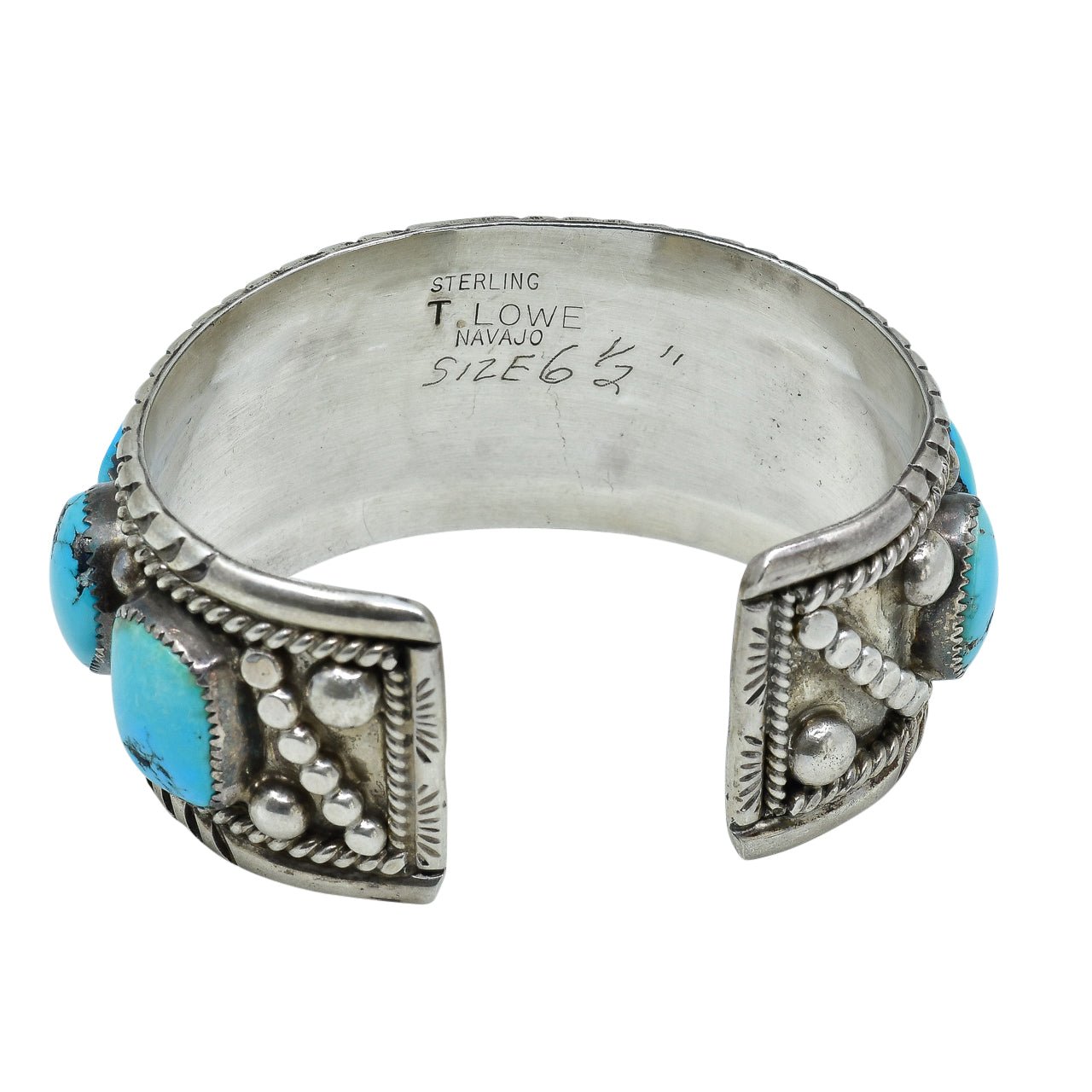 Vintage Navajo Turquoise Row Bracelet With 9 Stones - Turquoise & Tufa
