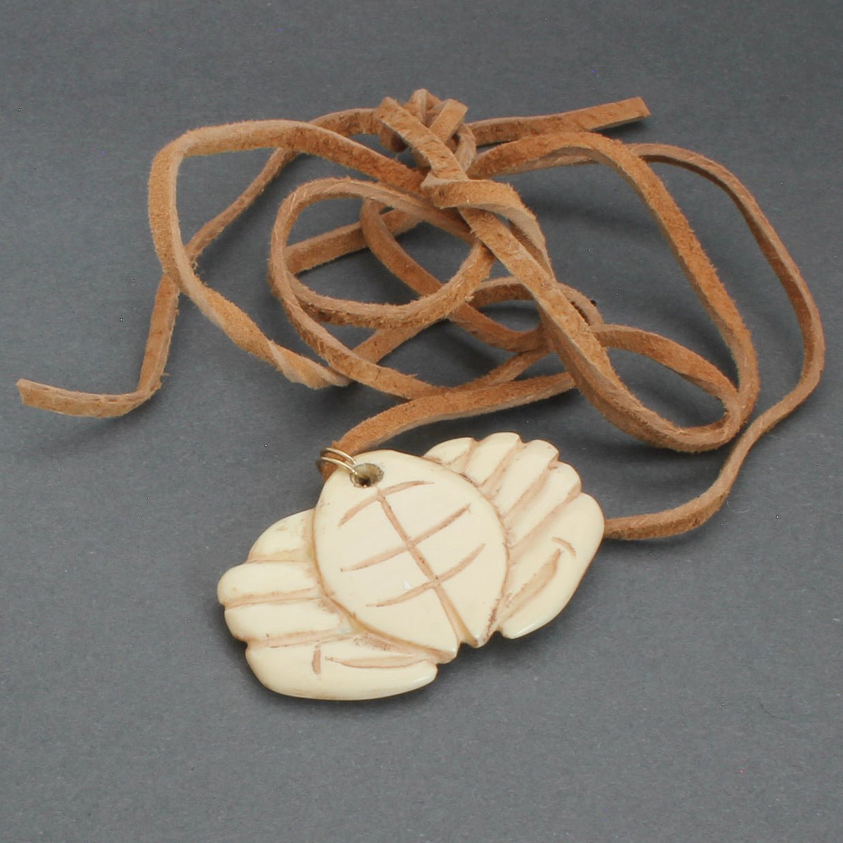 Vintage Northwest Coast Carved Pendant of a Crab - Turquoise & Tufa