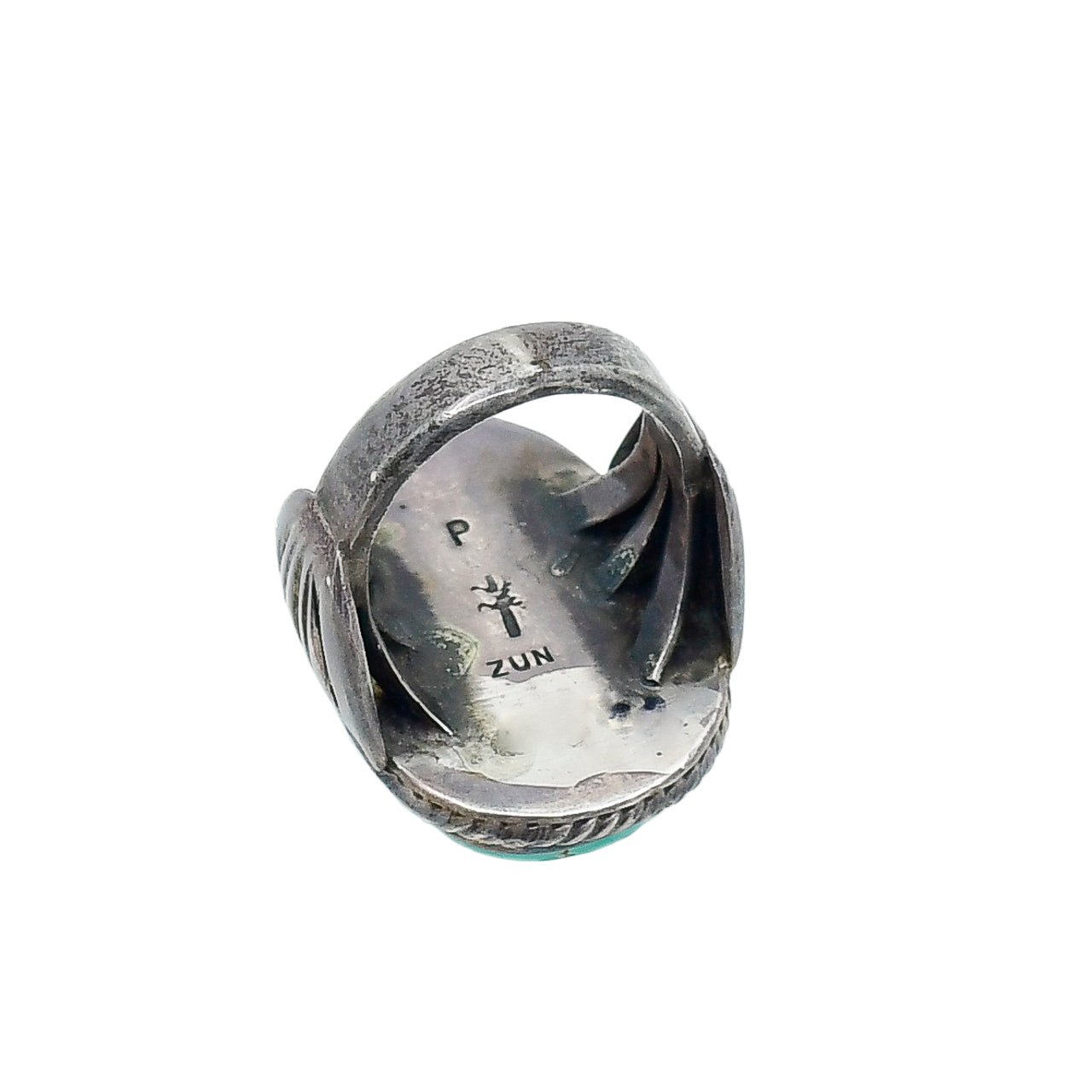 Vintage Pete Paquin Ring Zuni Handmade - Turquoise & Tufa
