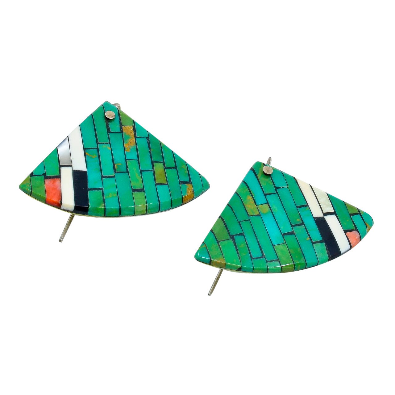 Vintage Turquoise Earrings by Angie Reano Owen - Turquoise & Tufa