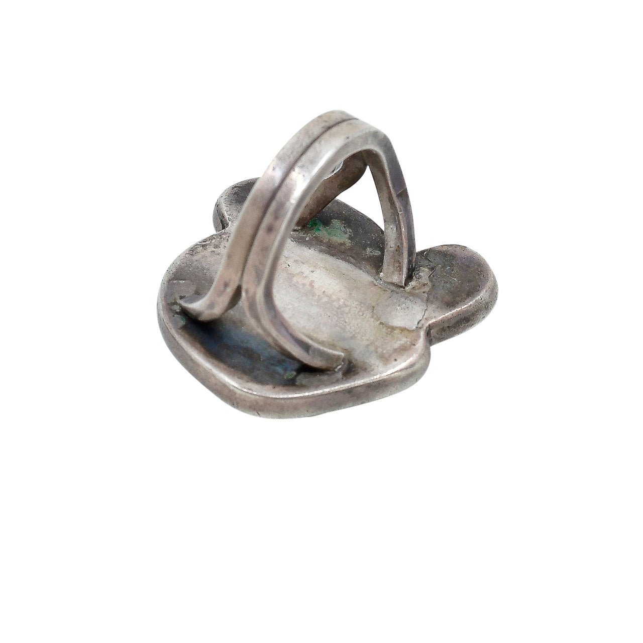 Vintage Turquoise Nugget Ring of Heavy Gauge Sterling Silver - Turquoise & Tufa