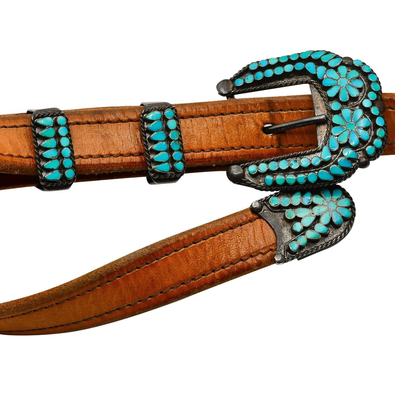 Vintage Virgil Dishta Ranger Buckle Set of Turquoise - Turquoise & Tufa