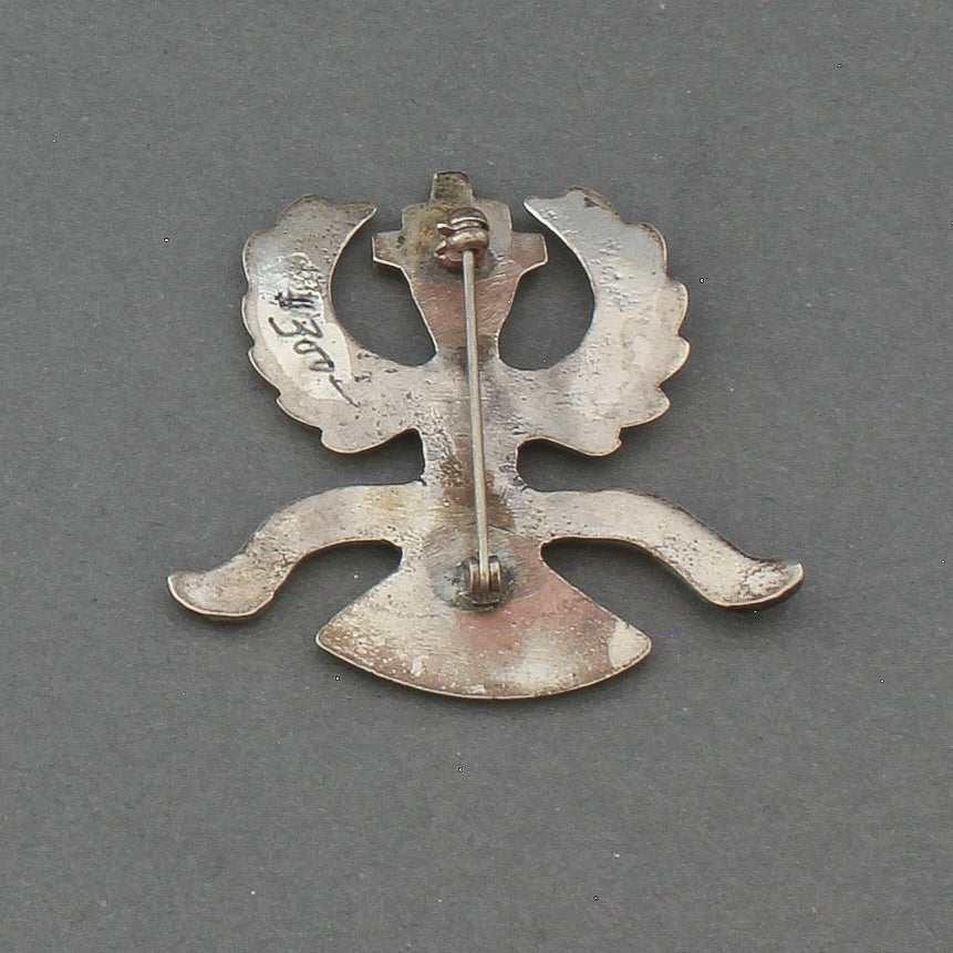 Vintage Zuni Cast Silver Knifewing Pin By Horace Iule - Turquoise & Tufa