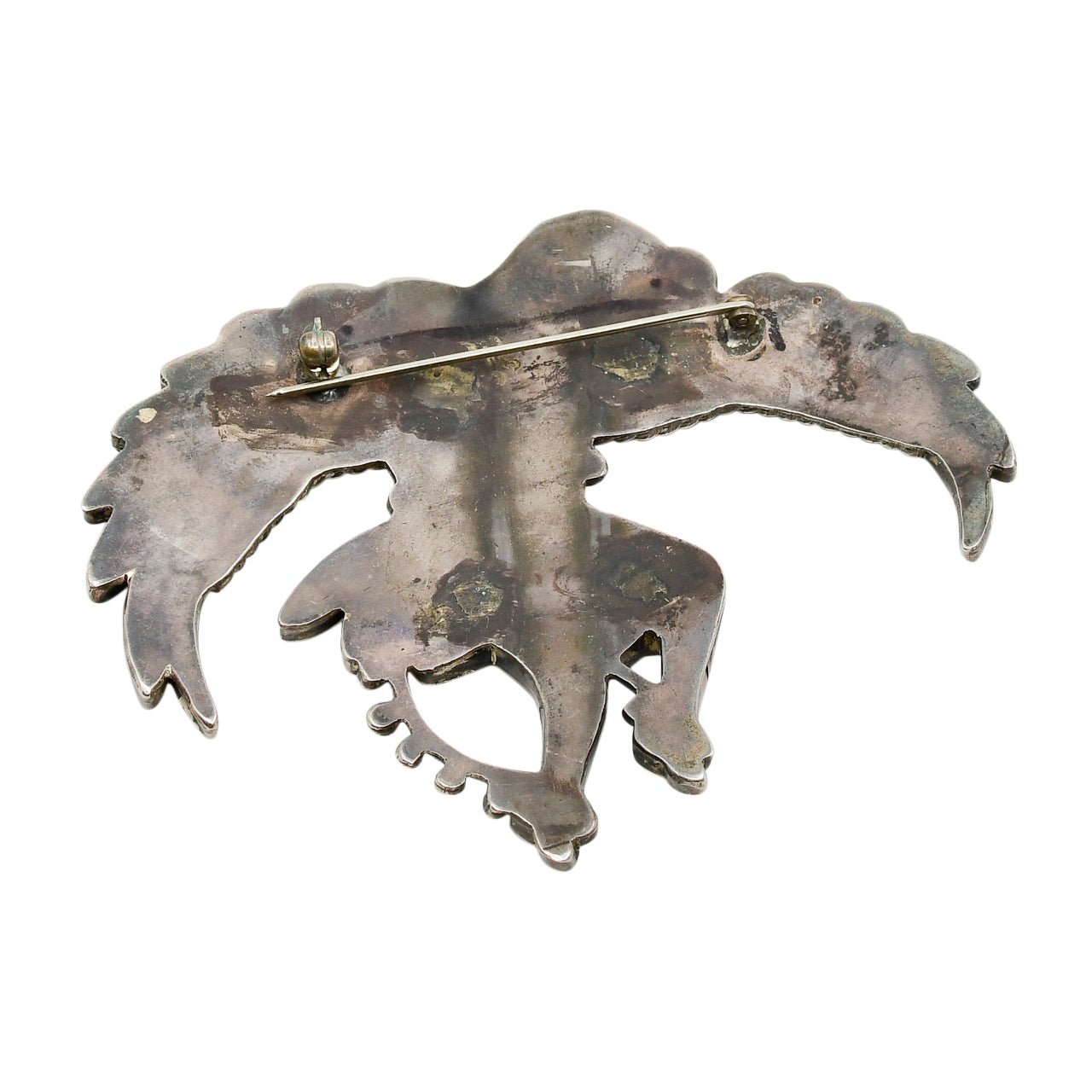 Vintage Zuni Eagle Dancer Brooch of Inlay - Turquoise & Tufa