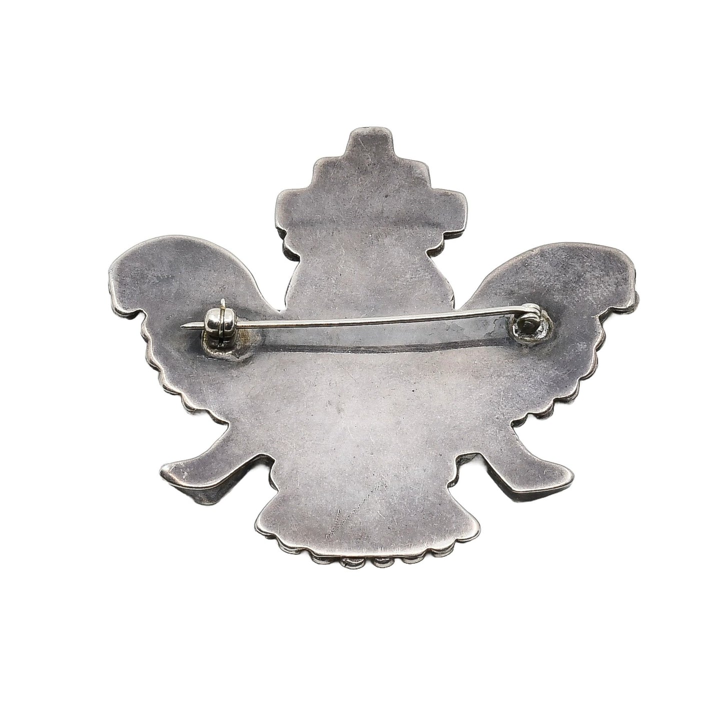 Vintage Zuni Inlay Knifewing Pin Mid-Century - Turquoise & Tufa