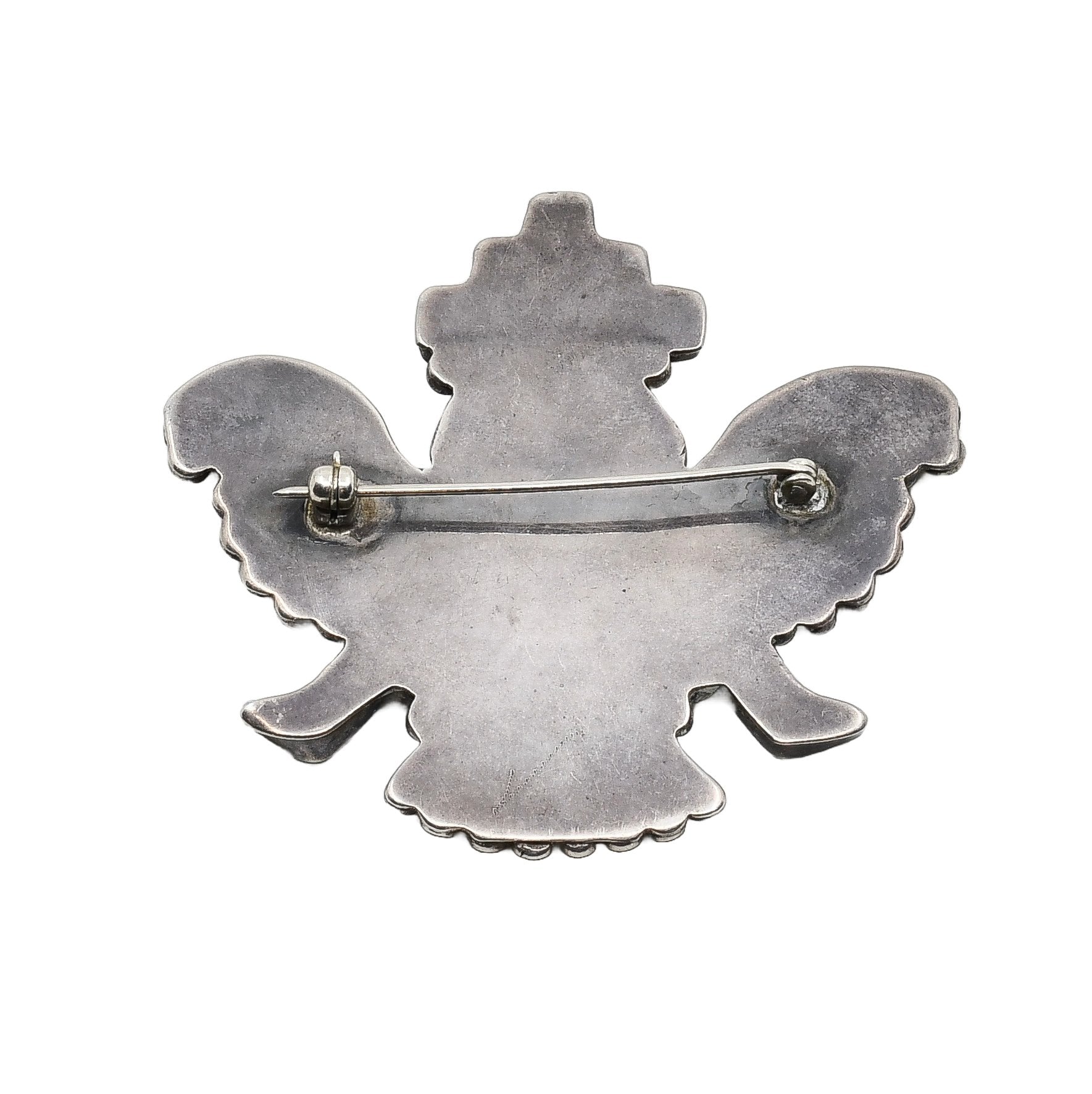 Vintage Zuni Inlay Knifewing Pin Mid-Century - Turquoise & Tufa