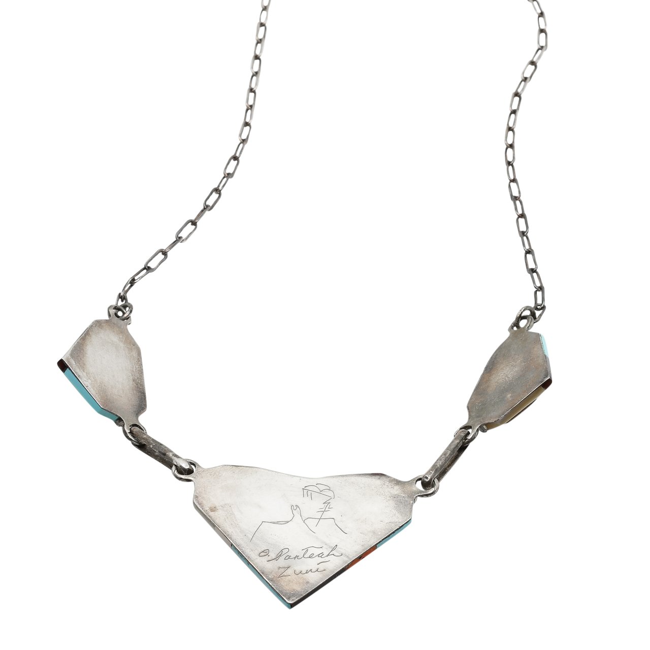 Vintage Zuni Inlay Necklace by Ophelia Panteah - Turquoise & Tufa