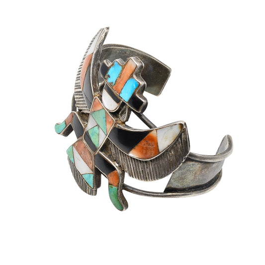 Vintage Zuni Knifewing Inlay Bracelet - Turquoise & Tufa