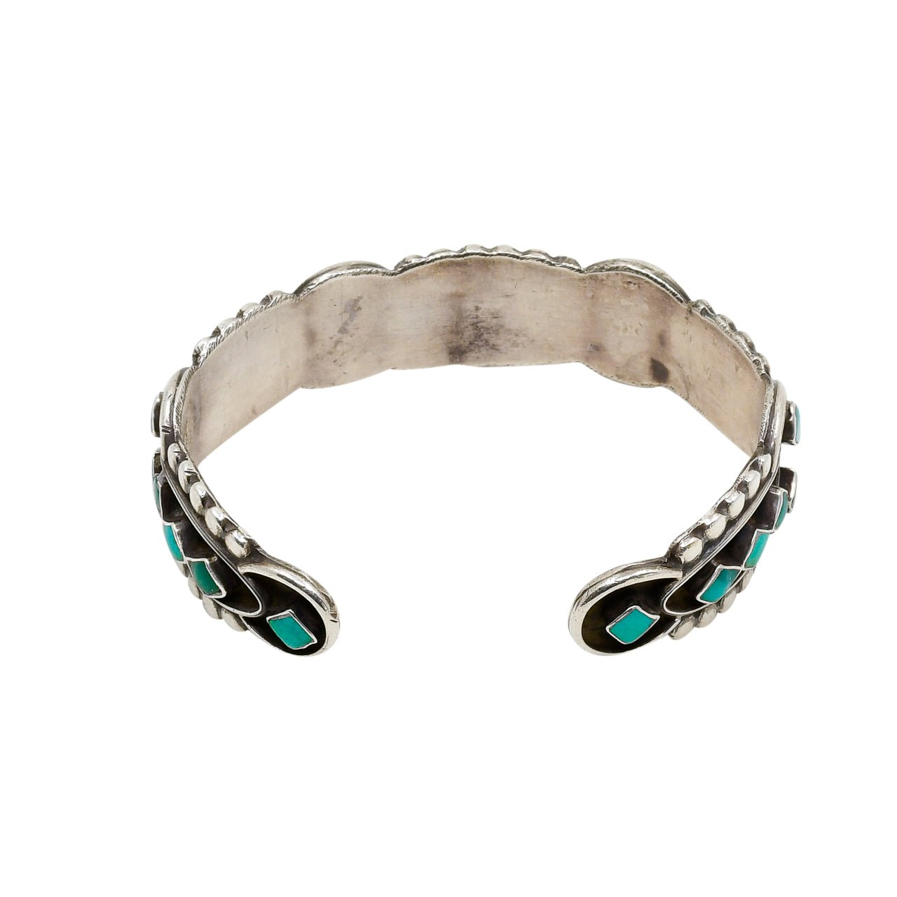 Vintage Zuni Turquoise Bracelet of Flush Set Inlay - Turquoise & Tufa