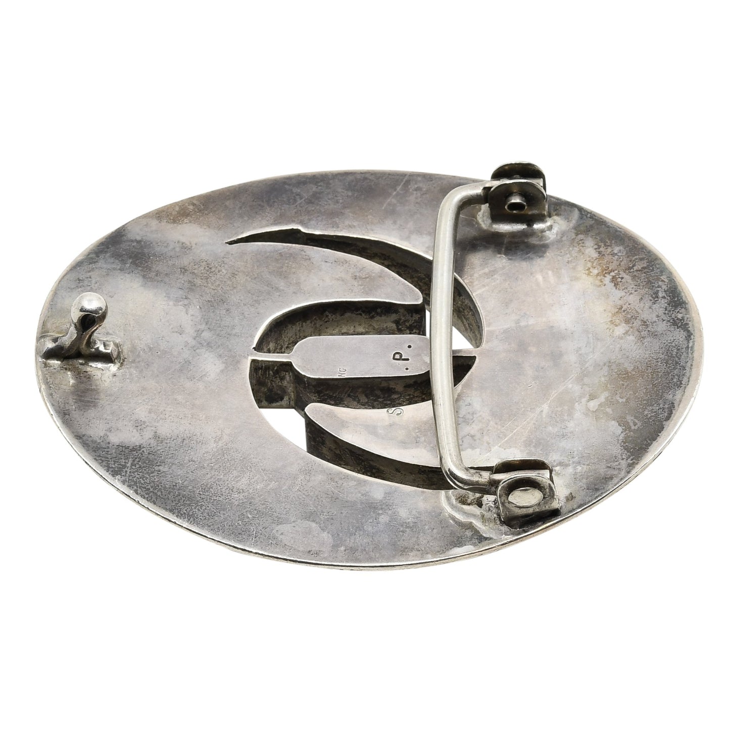 Vintage Zuni Turquoise Hummingbird Buckle By Sherman and Isabelle Paquin - Turquoise & Tufa
