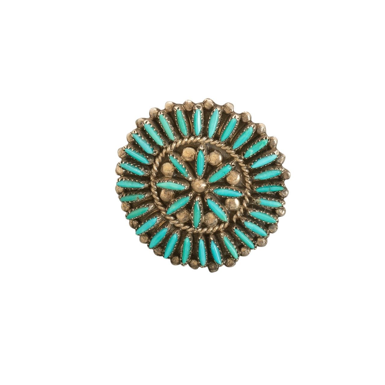 Vintage Zuni Turquoise Needlepoint Ring - Turquoise & Tufa