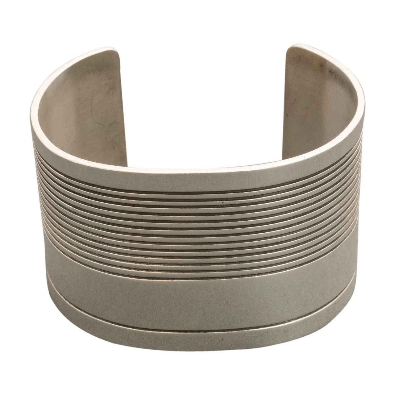 Wide Silver Cuff by Gail Bird and Yazzie Johnson - Turquoise & Tufa