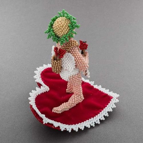 Zuni Hand Beaded Cupid on A Love Pad by Lorena Laahty - Turquoise & Tufa