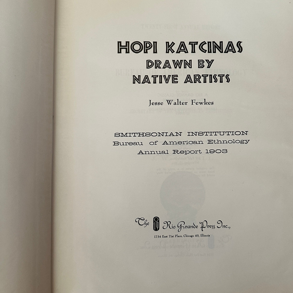 Book Hopi Katcinas Drawn By Native Artists By Fewkes Inside Cover