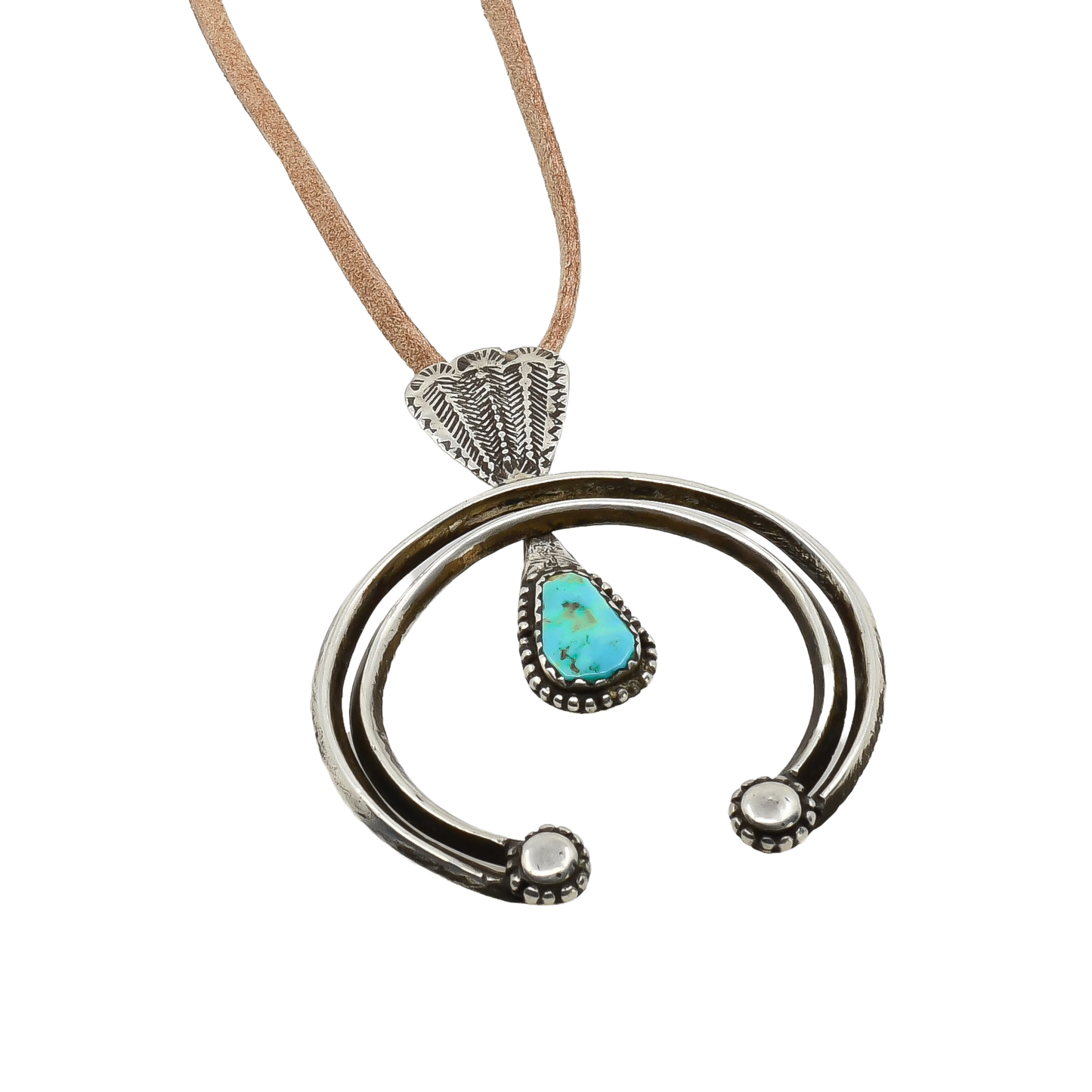 Early Navajo Double Naja Pendant of Silver and Turquoise