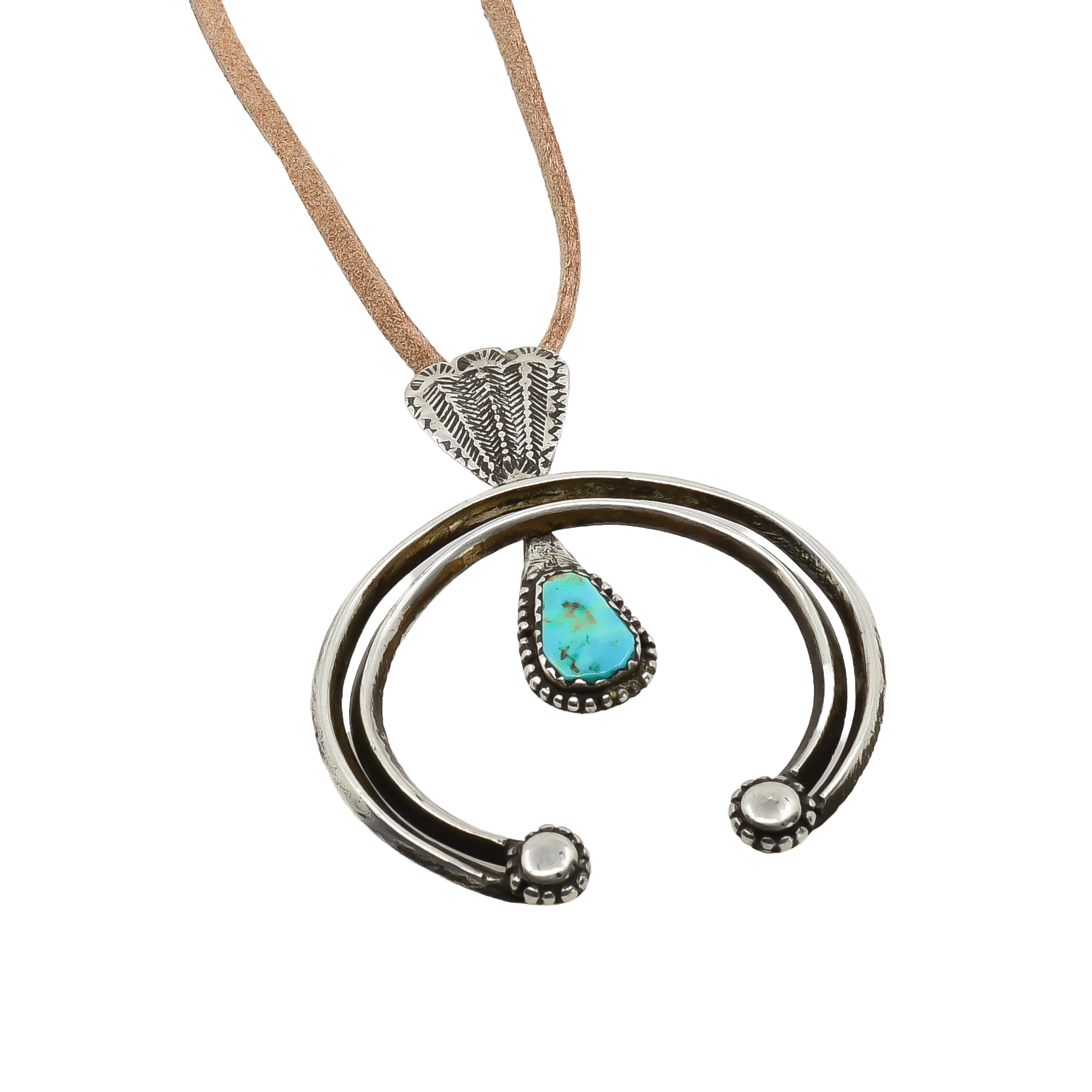 Early Navajo Double Naja Pendant of Silver and Turquoise