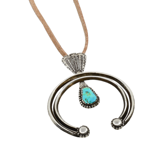 Early Navajo Double Naja Pendant of Silver and Turquoise