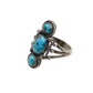 Early Navajo or Pueblo Three Stone Turquoise and Silver Ring