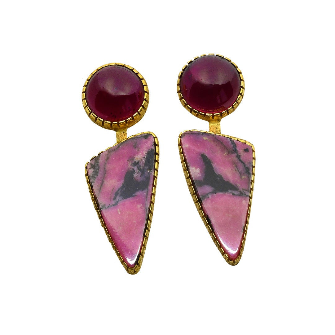 Gail Bird and Yazzie Johnson Earrings of 18k gold star ruby