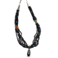 Jake And Irene Livingston Necklace of Onyx Turquoise Coral and Gold Beads