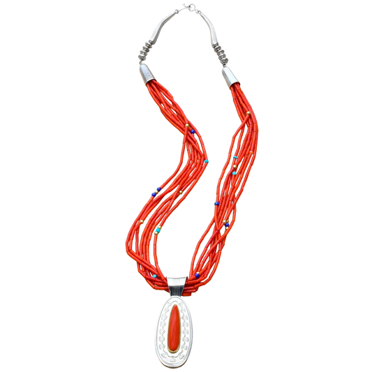 Jake And Irene Livingston Necklace of Coral And Multi-Stone Beads