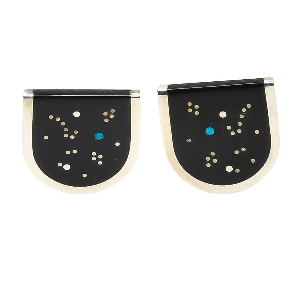 Jimmy Harrison Earrings of Moon and Star Inlay