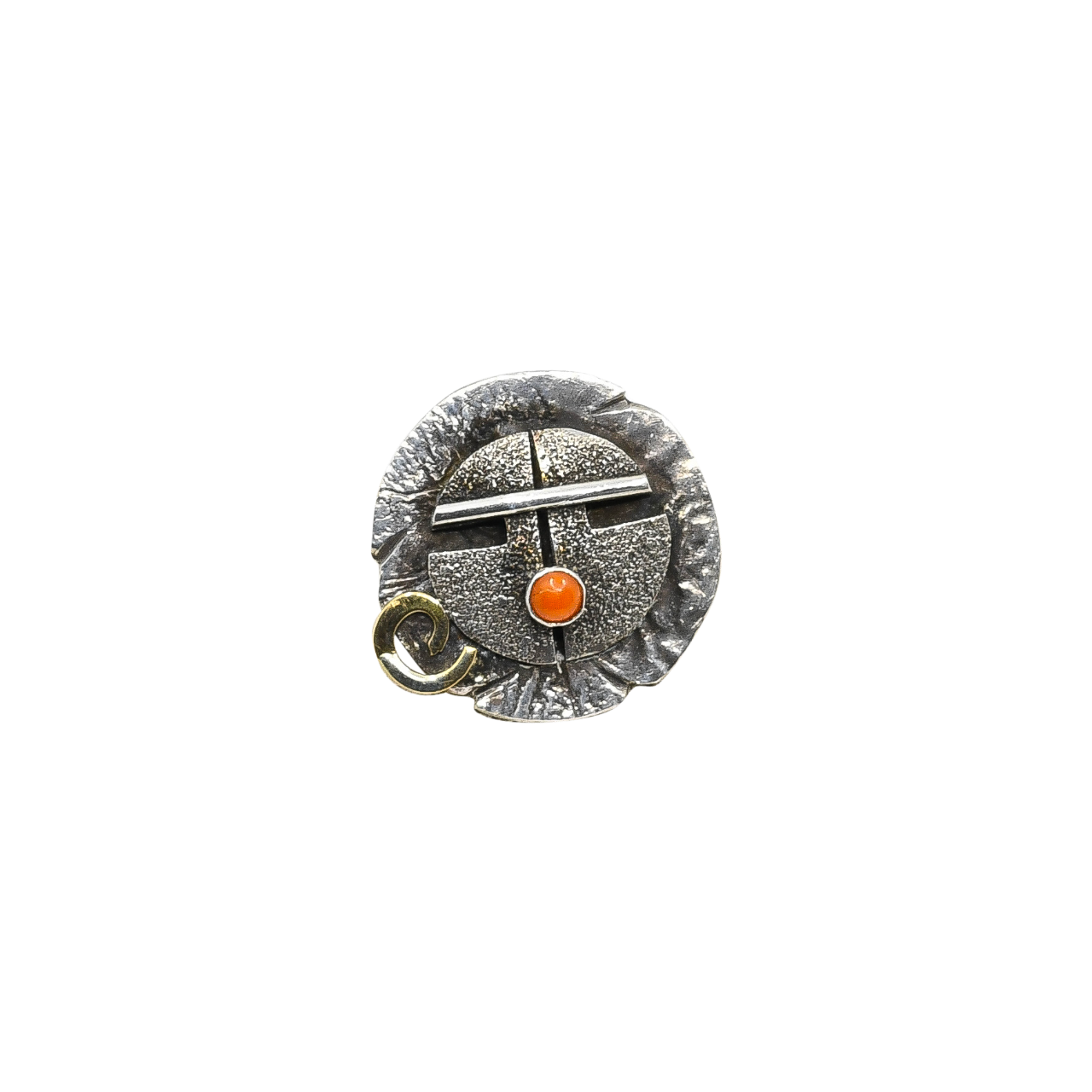 Jolene Eustace Ring of Silver Katsina Face With Coral