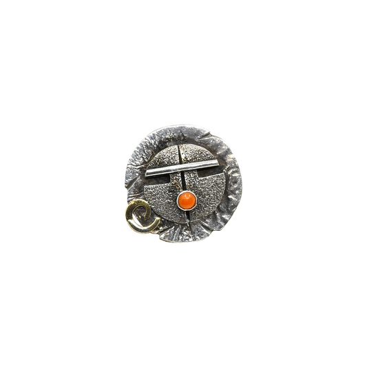 Jolene Eustace Ring of Silver Katsina Face With Coral