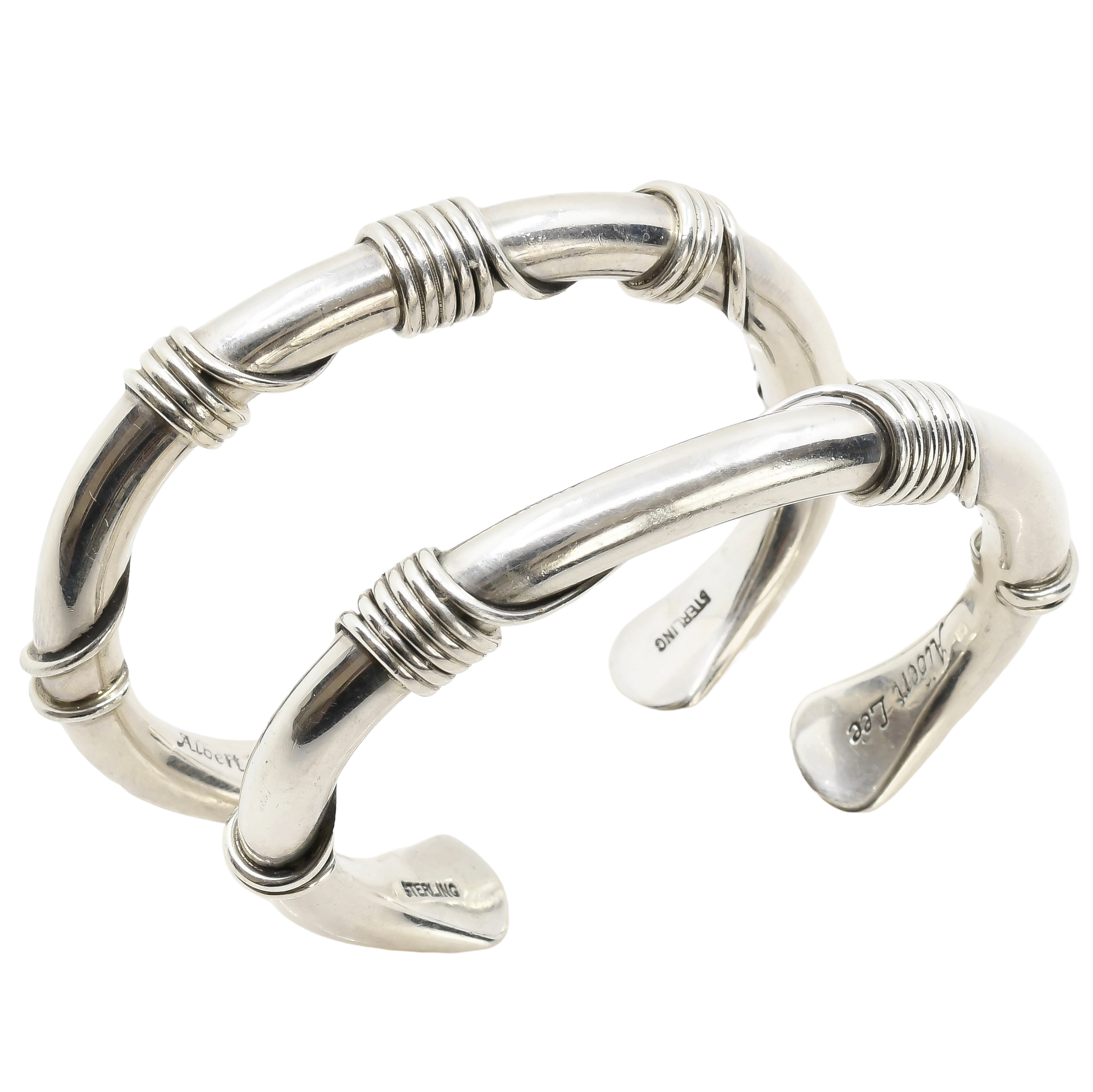 Navajo Silver Twist Wire Guard Bracelet by Albert Lee
