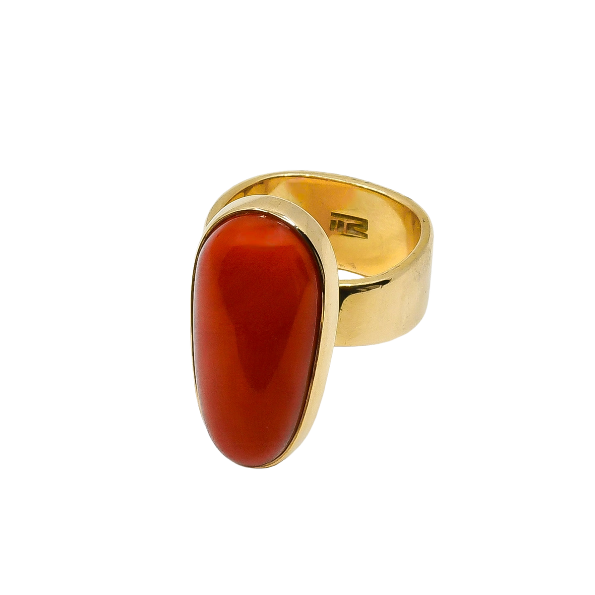 Richard Chavez Ring of 14k Gold and Natural Red Coral