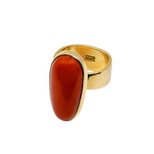 Richard Chavez Ring of 14k Gold and Natural Red Coral