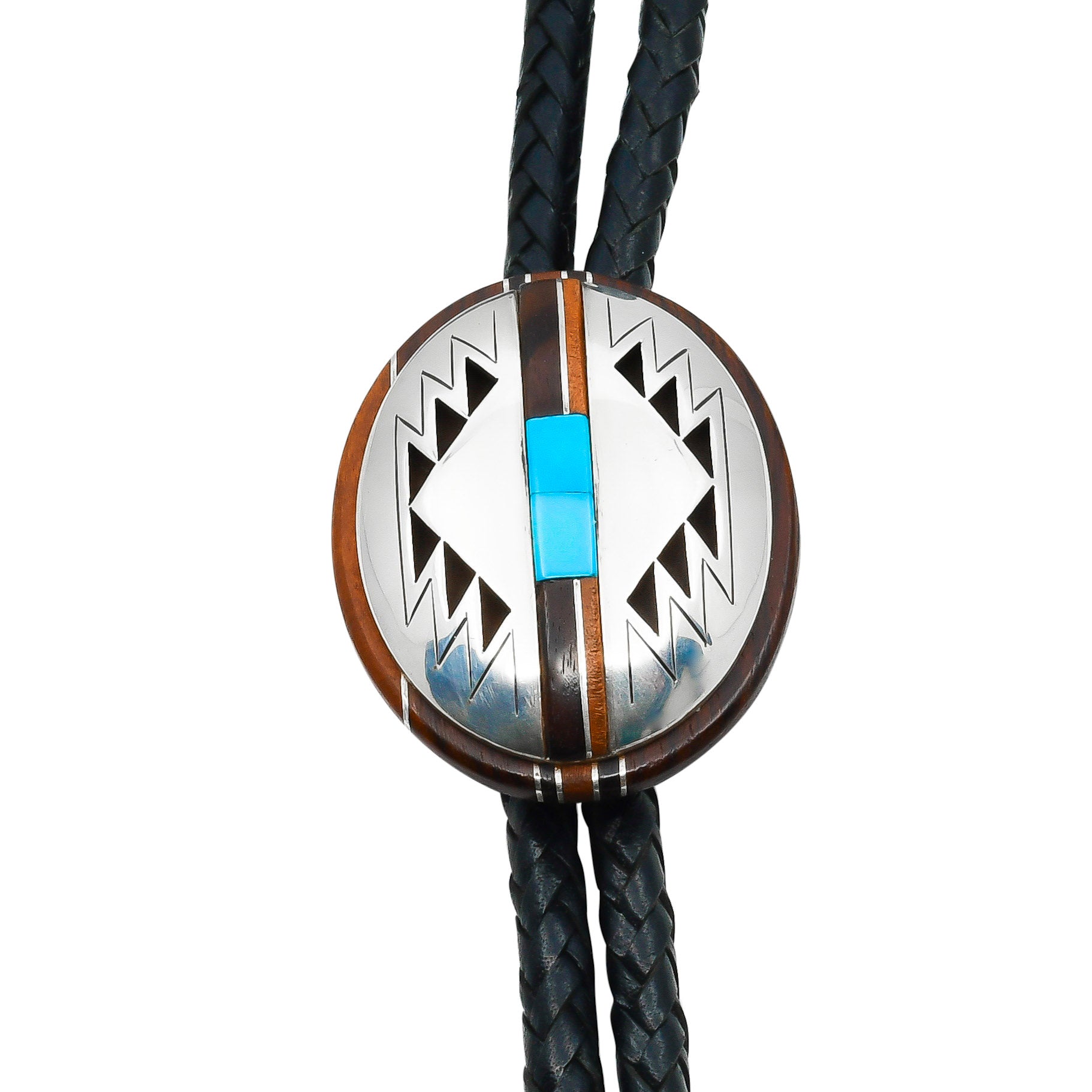 Tsosie And Mary Taylor Bolo Of Inlay Turquoise and Wood