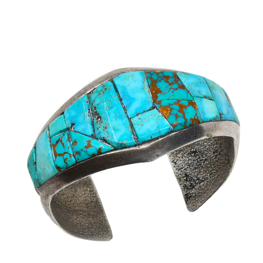 Vintage Harold Lovato Bracelet of Cobblestone Inlay Turquoise