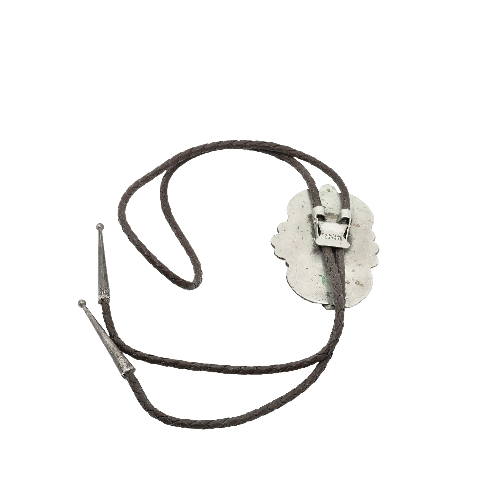 Vintage Navajo Bolo With Turquoise and Silver Leaf Work
