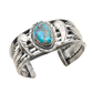Vintage Navajo Cuff With Turquoise Stone and Leaf Work