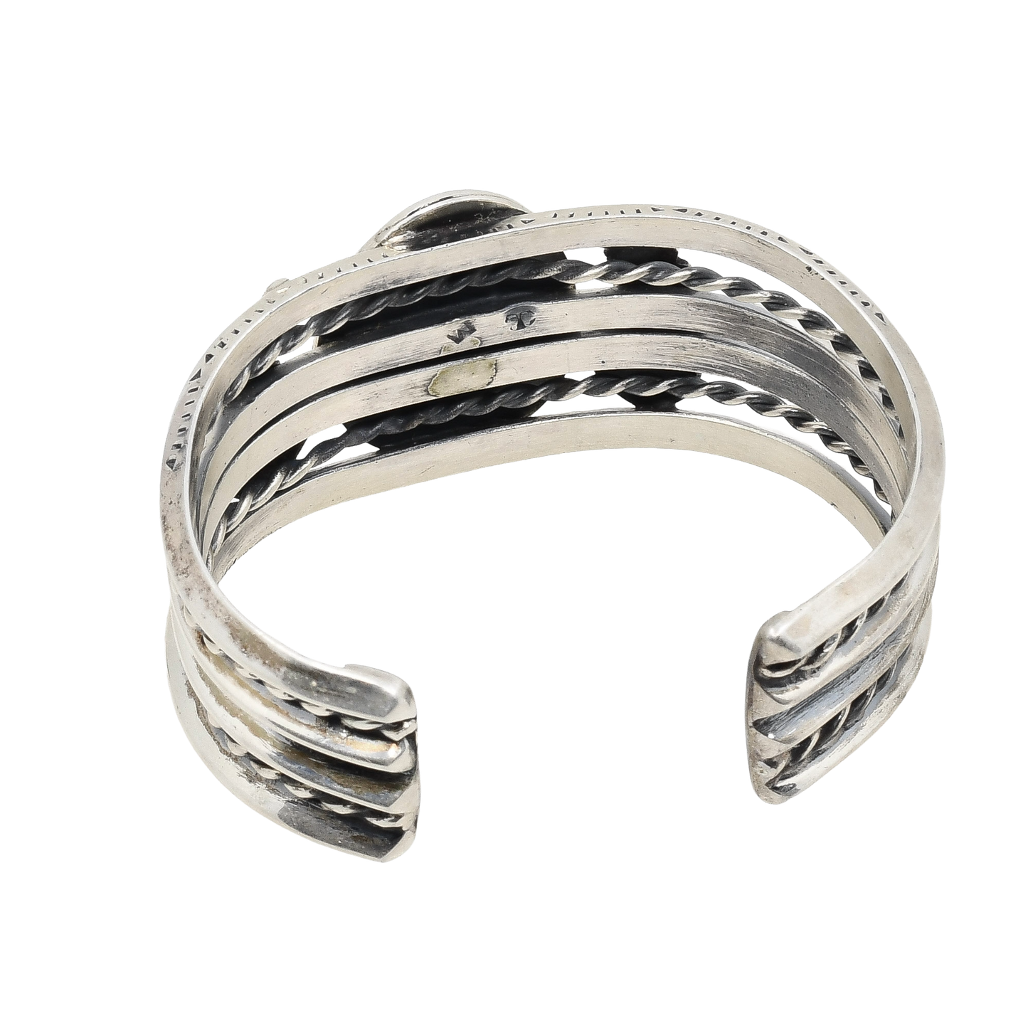 Vintage Navajo Cuff With Turquoise Stone and Leaf Work