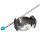 A sterling silver Navajo hair ornament and stick. The ornament features a scalloped silver design set with turquoise, and the accompanying stick is topped with a round turquoise cabochon in a bezel setting.