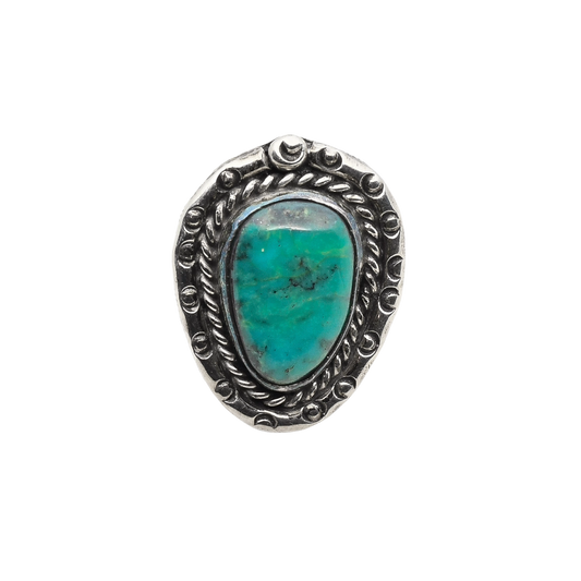 Vintage Navajo Ring With Greenish Turquoise Stone