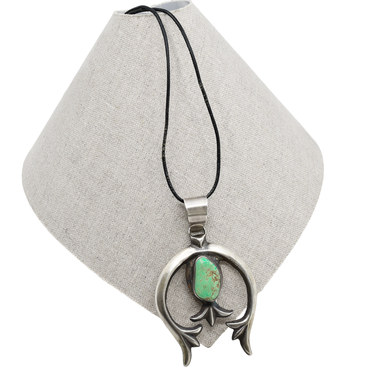 Vintage Navajo Silver Naja Pendant Set With Turquoise