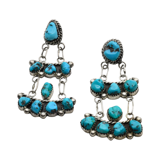 Vintage Navajo Turquoise Nugget Dangle Earrings