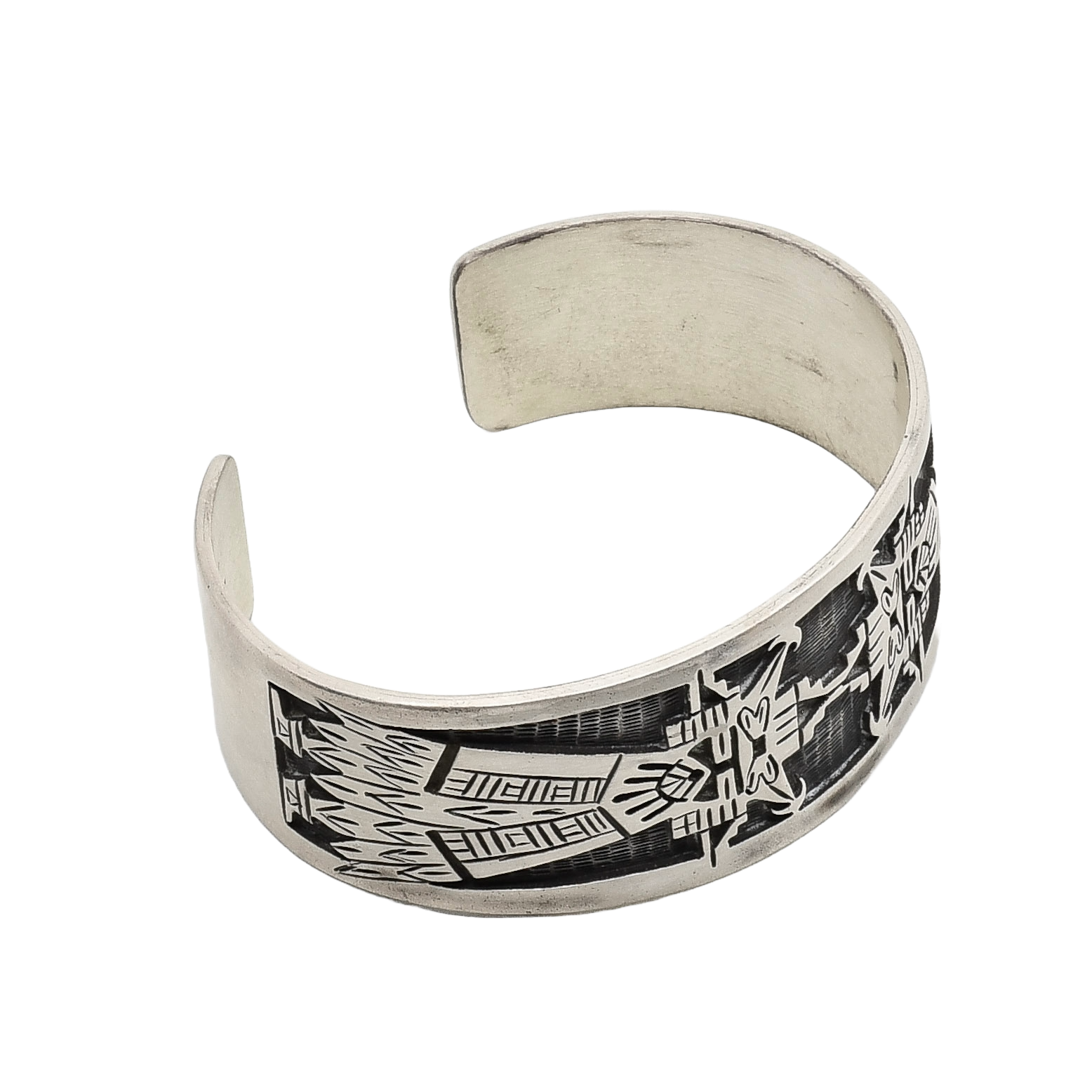 Vintage Sterling SIlver Hopi Overlay Bracelet of Salako Mana and Taka