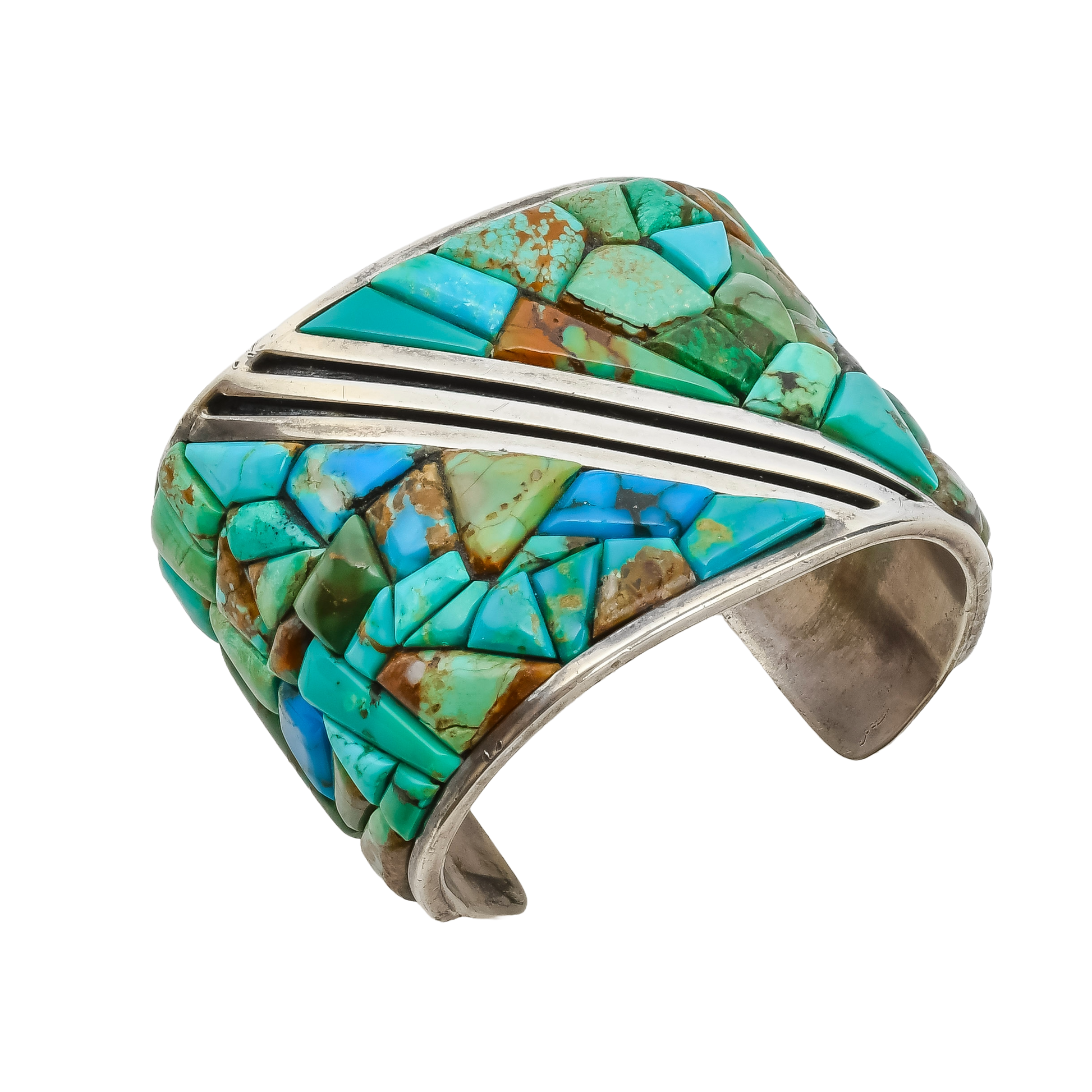 Vintage Turquoise Cobblestone Mosaic Inlay Bracelet