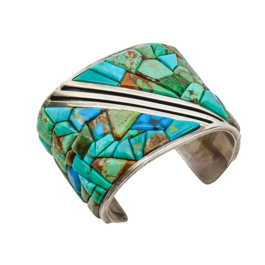 Vintage Turquoise Cobblestone Mosaic Inlay Bracelet