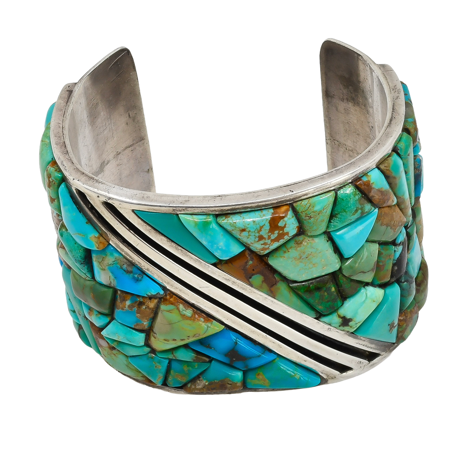 Vintage Turquoise Cobblestone Mosaic Inlay Bracelet