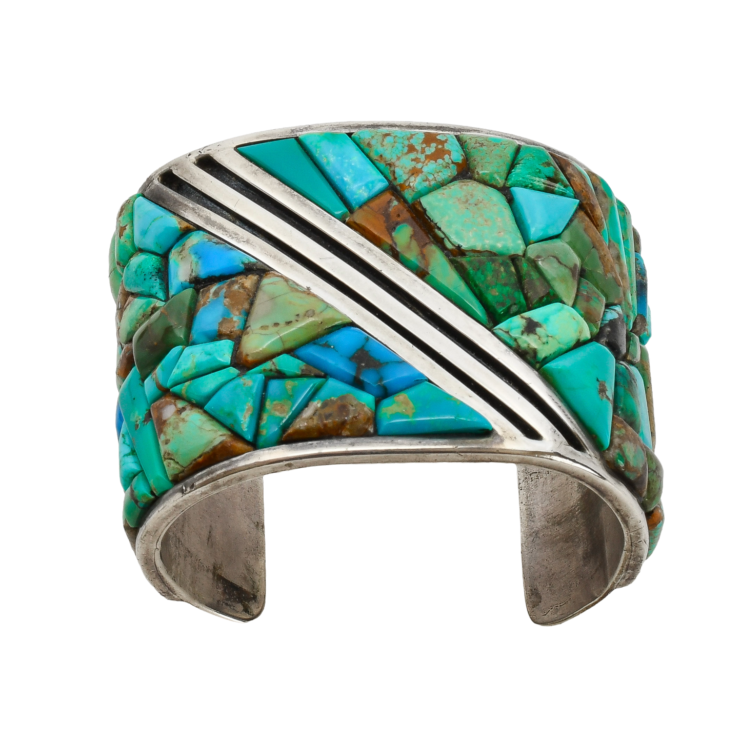 Vintage Turquoise Cobblestone Mosaic Inlay Bracelet