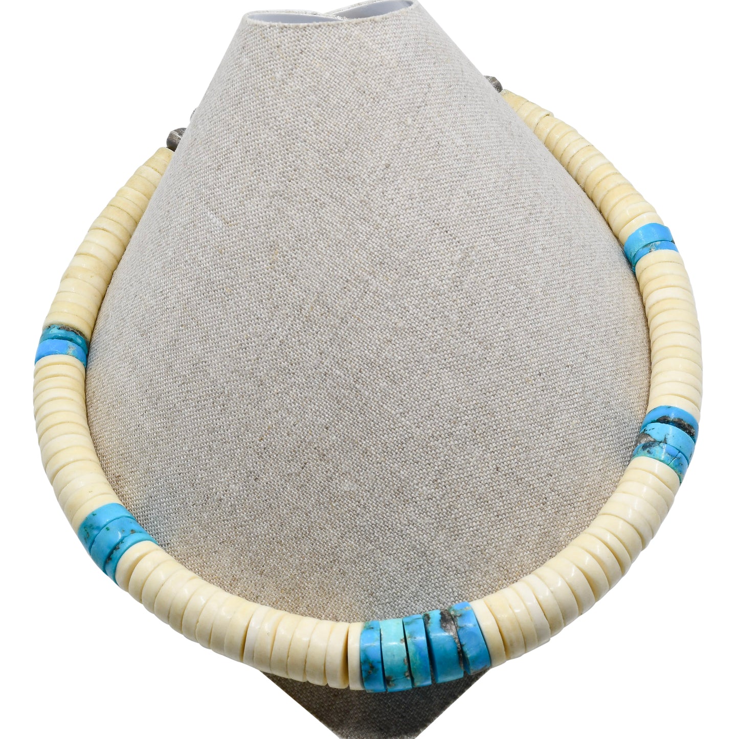 Vintage Turquoise and Shell Necklace From Santo Domingo Pueblo
