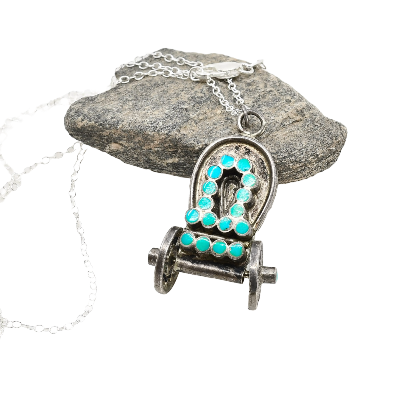 Vintage Zuni Covered Wagon Pendant by Dishta Family